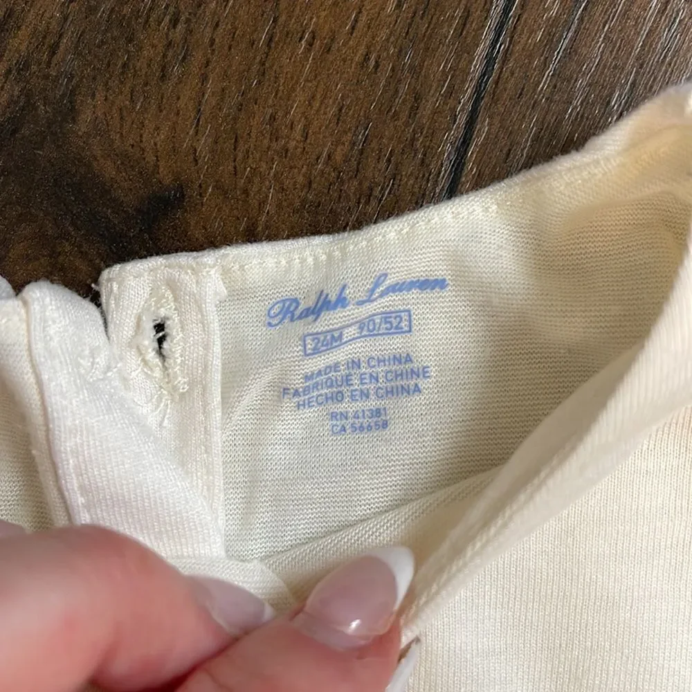 EUC Ralph Lauren Holiday Set Bottom Set Blue Velvet Leggings + Ivory Pleated Top